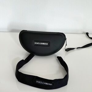 Dolce & Gabbana Hard Sunglass Case and Eyewear Holder Strap Black Zip Closure